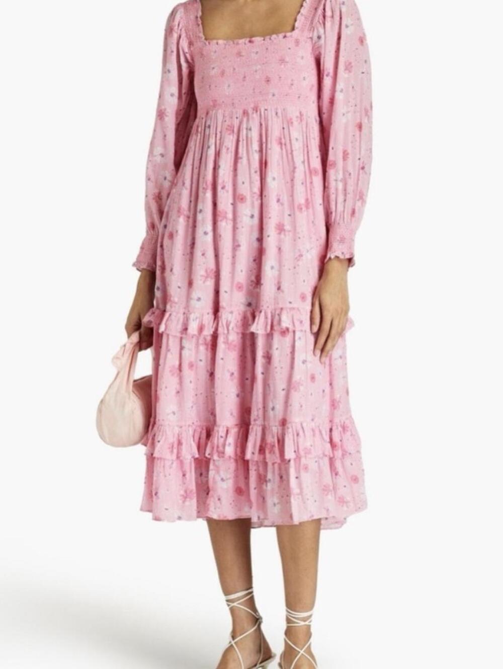 LoveShackFancy Miri Smocked MIDI Dress | Women’s Medium (157)
